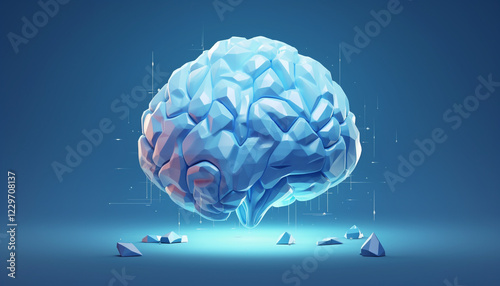 Create a low poly brain illustration composed