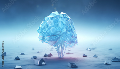 Create a low poly brain illustration composed