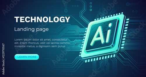 Ai chip, innovation tech, ai art technology. Vector illustration
