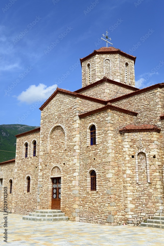 Fototapeta premium St. Michael the Archangel Orthodox Church, Pustec, Prespa National Park, Albania, Europe
