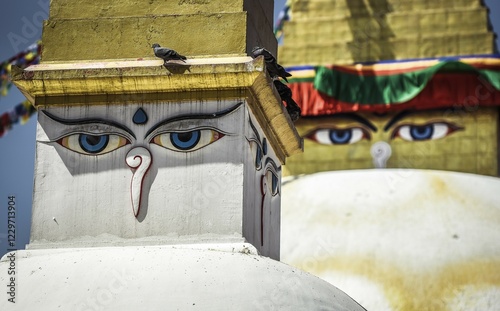 Buddha's Eyes, Boudhanath Stupa, Boudha, Tibetan Buddhism, Kathmandu, Nepal, Asia photo