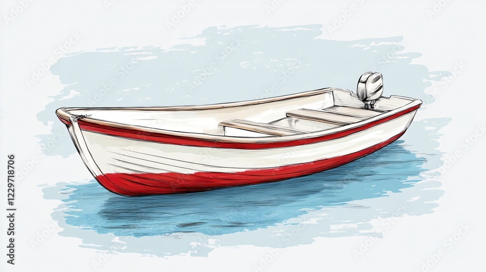 Naklejka premium Nautical Boat Float Sketch Style Vector Illustration for Design Projects