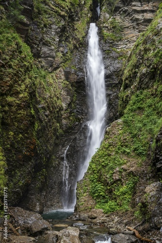 France, Pyrenean mountain range, lys valley, beech-fir forest of Suberlenc, great waterfall of Enfer, Europe