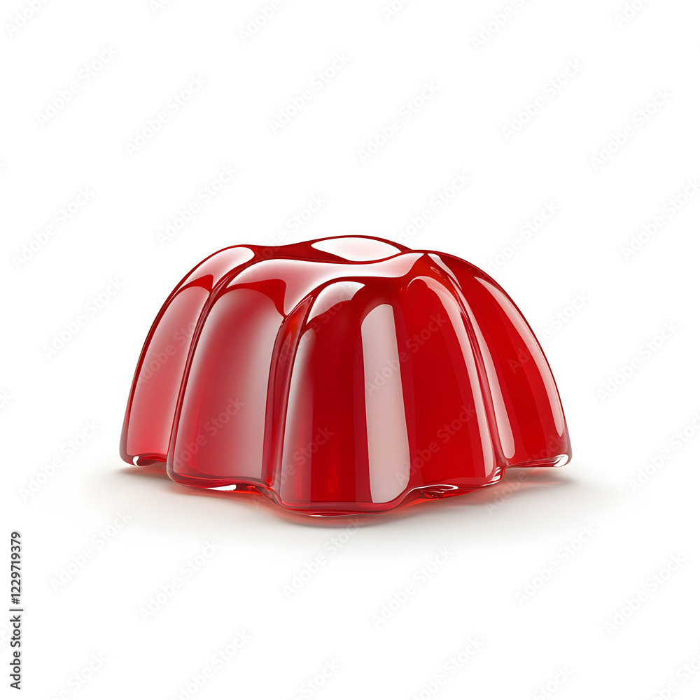3d single glossy red fruit jelly candy isolated on a white isolate background. Red jelly cube reflecting light 3d single glossy red fruit jelly candy isolated on a white isolate background. Red jelly cube reflecting light