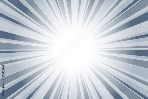 Gray background with white sun ray. Pattern of starburst. Abstract intense pewter gray texture sunburst. Radial beam of sunlight. Retro background with flash.  sunburst flare background design.