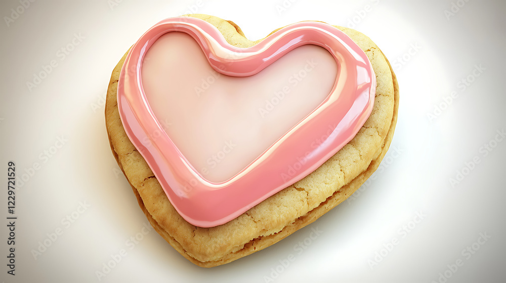 A heart-shaped cookie with pink frosting on it A heart-shaped cookie with pink frosting on it