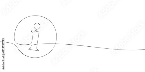 A single line drawing of an info. Continuous line symbol of information icon. One line icon. Vector illustration.