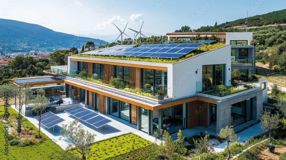 Fototapeta premium Smart Home with Renewable Energy Features