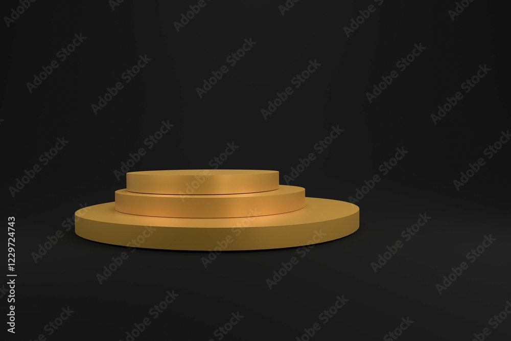 Golden podium on a dark background, 3d rendering Golden podium on a dark background, 3d rendering