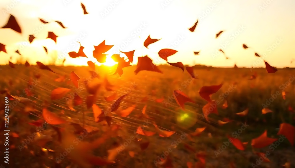 Autumn Leaves Dancing in Sunset Glow Autumn Leaves Dancing in Sunset Glow