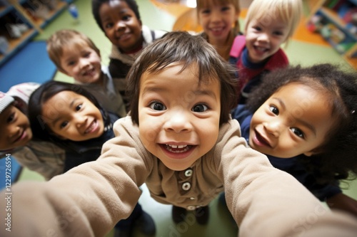 Children playing happily in the kindergarten, KI generated, AI generated