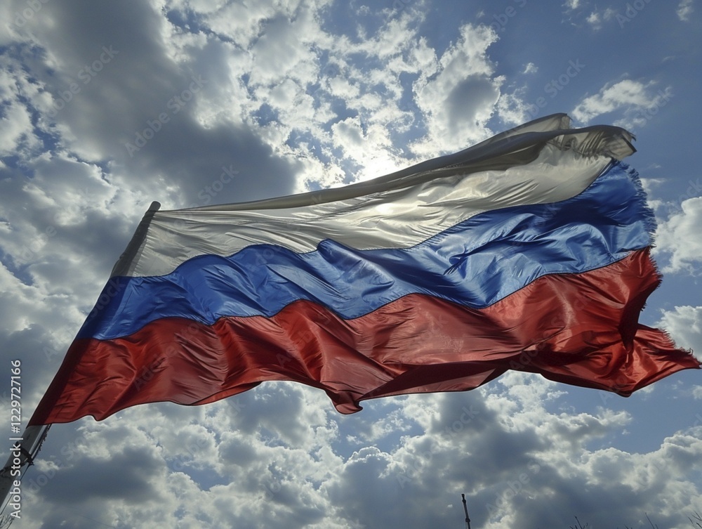 A flag of Russia blows in the wind, ai generated, AI generated
