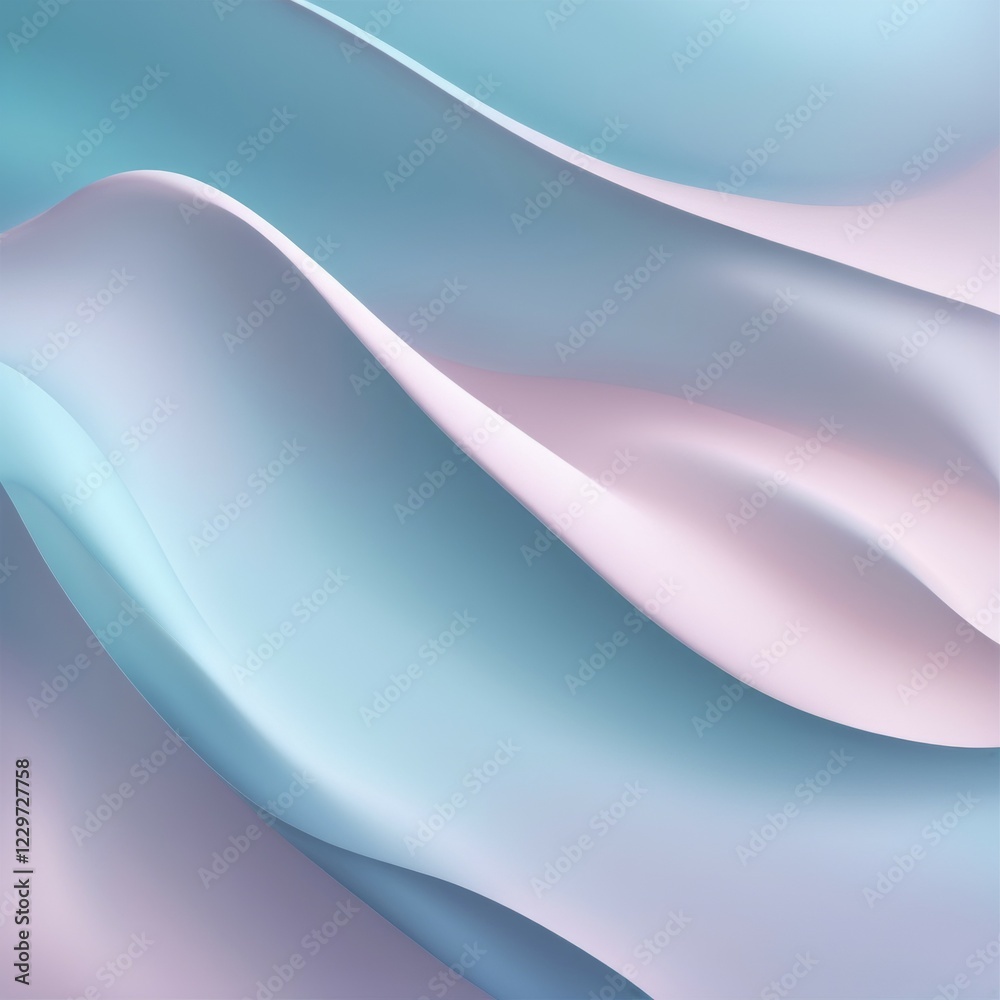 Naklejka premium Gentle flowing shapes in pastel colors with soft gradients, creating a smooth and soothing abstract image, AI generated