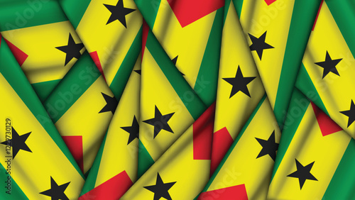 Set of SAO TOME Flags Stacked on Top of Each Other