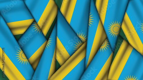 Set of RWANDA Flags Stacked on Top of Each Other