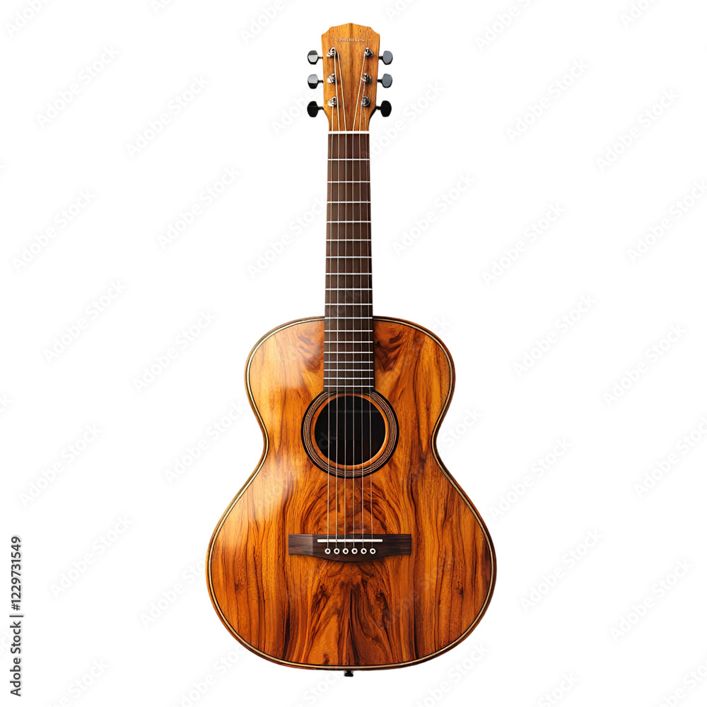 Fototapeta premium Exquisite Acoustic Guitar Wooden Handcrafted Musical Instrument Closeup View