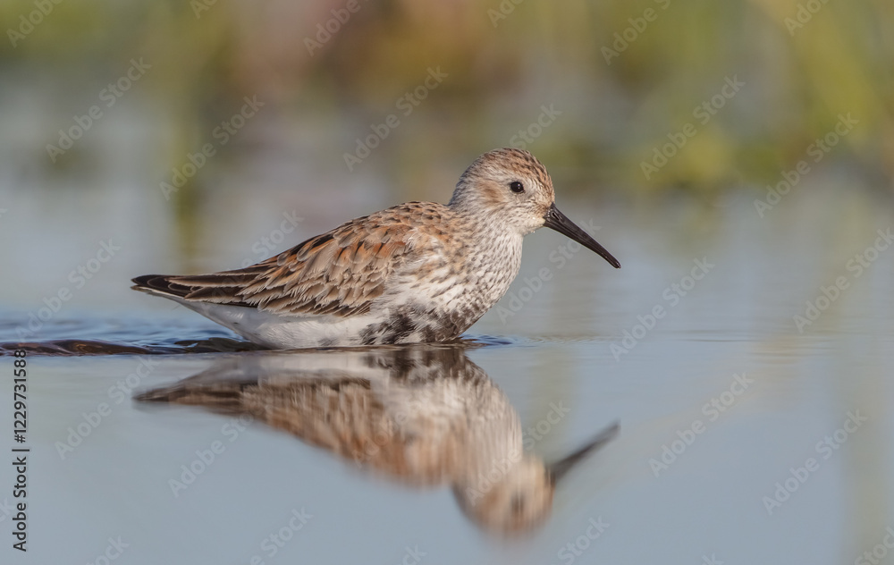 Dunlin - adult bird at a wetland on the spring migration Dunlin - adult bird at a wetland on the spring migration