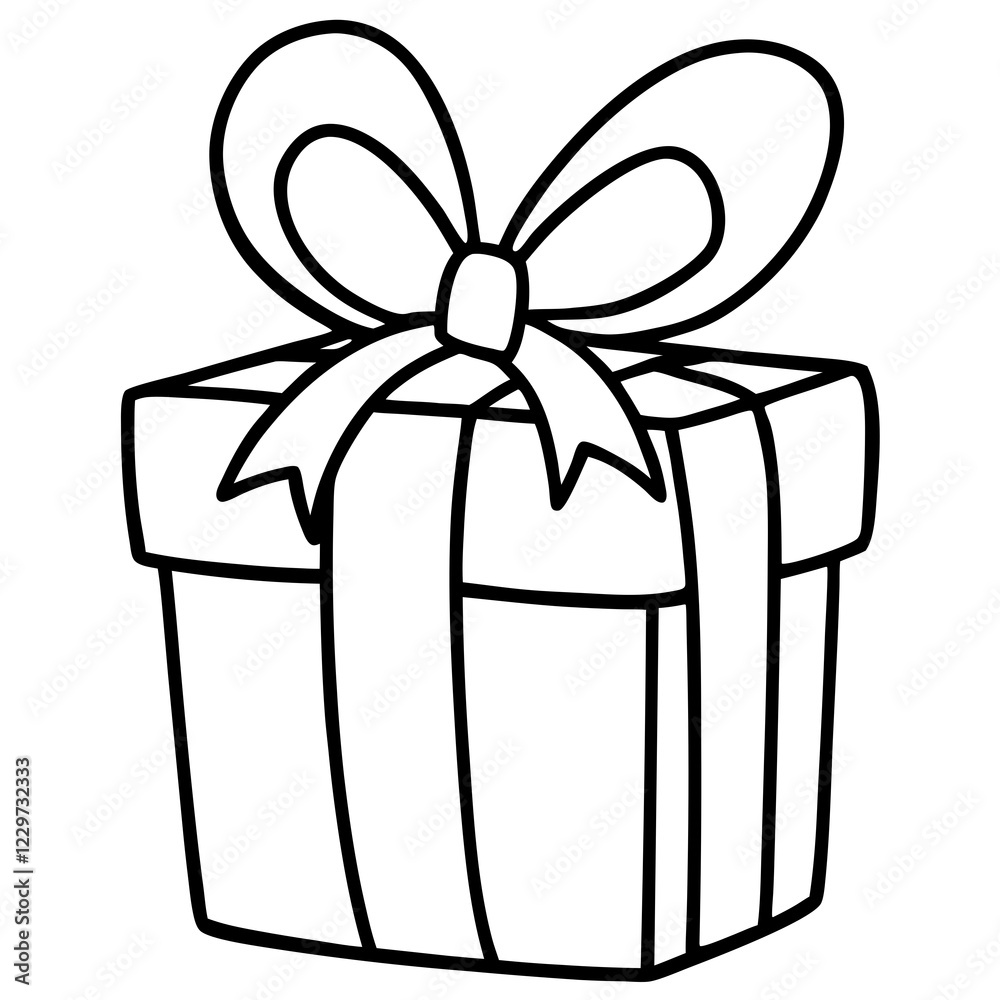 Outlined gift box with a beautifully tied bow Outlined gift box with a beautifully tied bow
