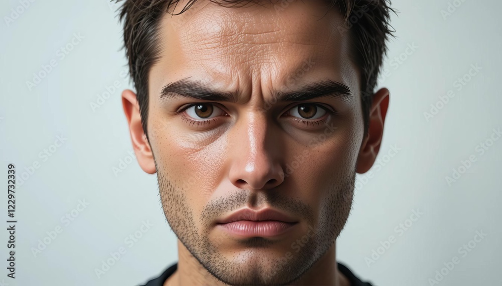 Close-up portrait of a man with a serious expression Close-up portrait of a man with a serious expression