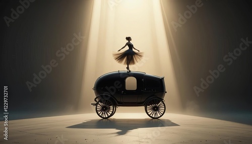 Elegant Ballerina atop Vintage Carriage