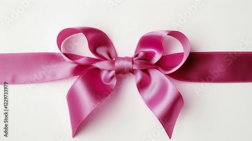 A vibrant pink satin bow neatly tied on a similar colored ribbon with a soft, elegant look, AI generated photo