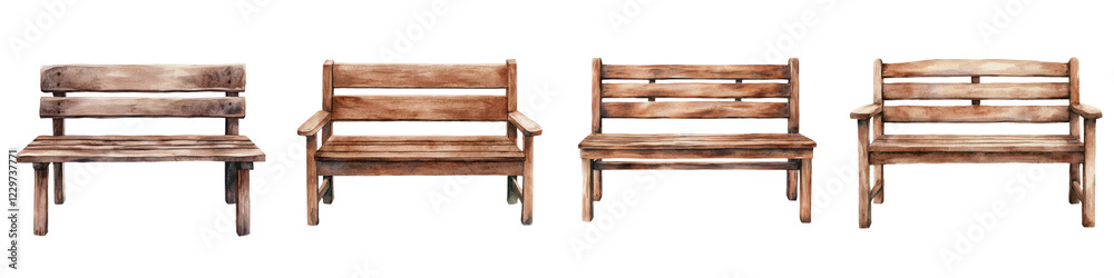 Inviting wooden benches arranged in a tranquil outdoor environment creating a serene and comfortable space for relaxation and enjoyment of nature