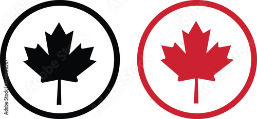 maple leaves icon collection. Maple leaf icon set. red and black maple leaf canada icon.  vector illustration