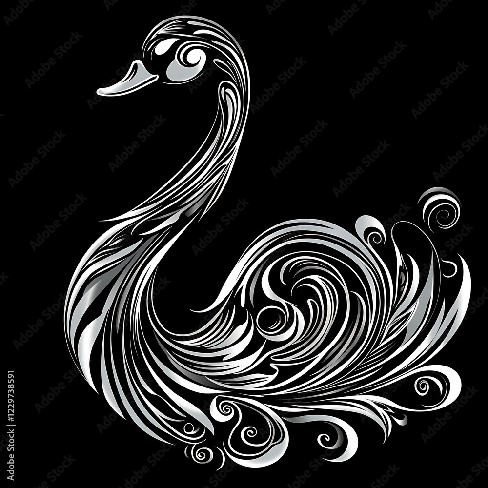 Fototapeta premium Ornate Swan Silhouette Design