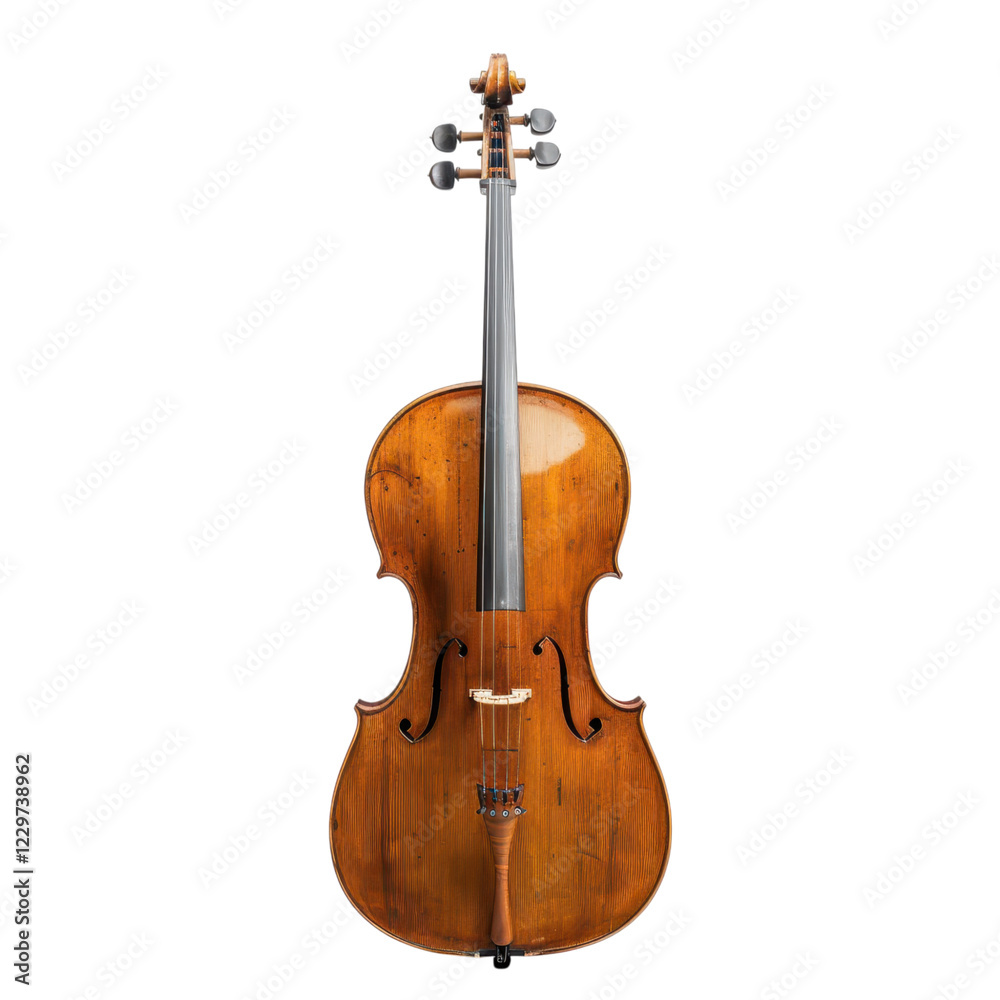 Fototapeta premium Vintage Wooden Cello with Elegant Curves and Rich Finish