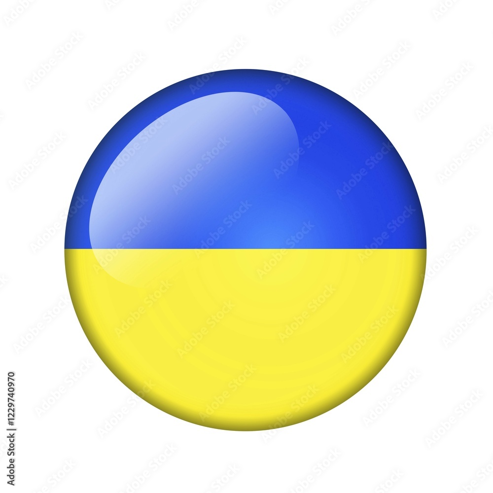 The Ukrainian flag. Round glossy icon. Isolated on white background The Ukrainian flag. Round glossy icon. Isolated on white background