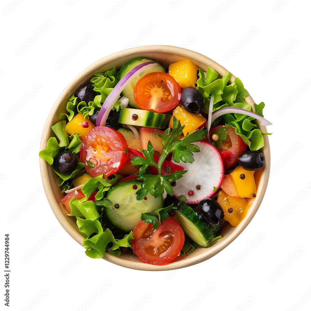 Paper Bowl with Fresh Salad, Transparent Cut Out Paper Bowl with Fresh Salad, Transparent Cut Out