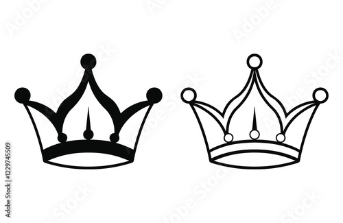 Crown set line art vector icon silhouette 