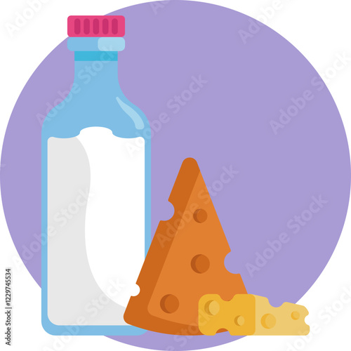 Milk and cheese are foundational dairy products widely consumed for their rich nutrients, including calcium and protein. photo