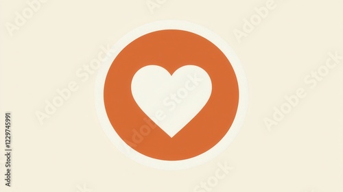 Simple Orange Circle Heart Icon Graphic Design Element for Valentines Day or Love themed Projects