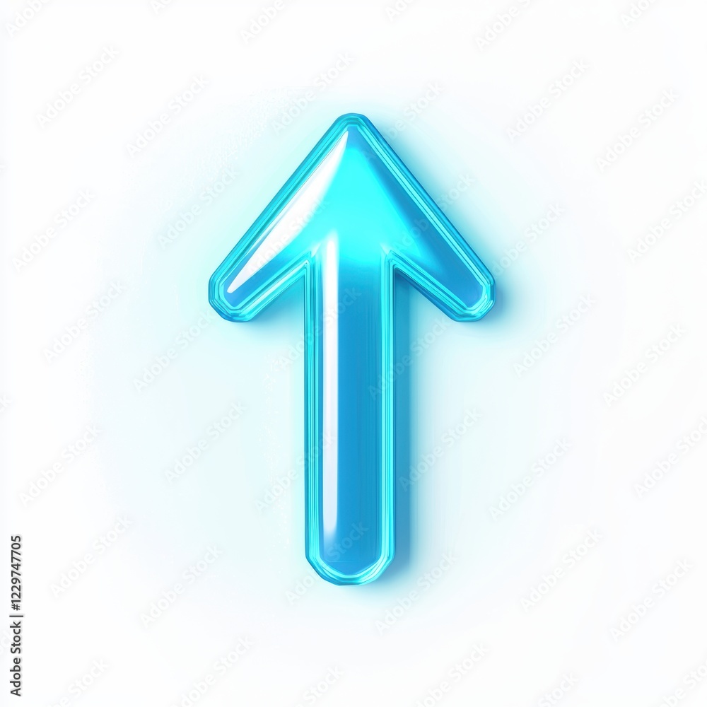 neon blue arrow pointing downward, glowing softly, centered on a clean white background neon blue arrow pointing downward, glowing softly, centered on a clean white background