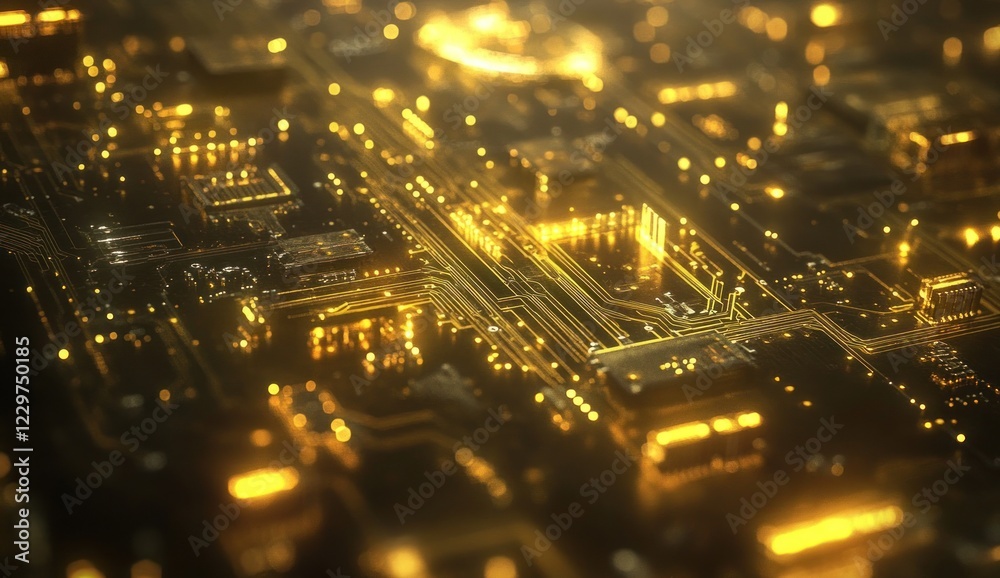 Golden Circuit Board: Abstract Technology Background Golden Circuit Board: Abstract Technology Background