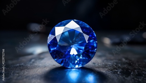 Brilliant Sapphire Gemstone on a Luxurious Black Table | 高級感のある黒いテーブルに輝くサファイアの宝石