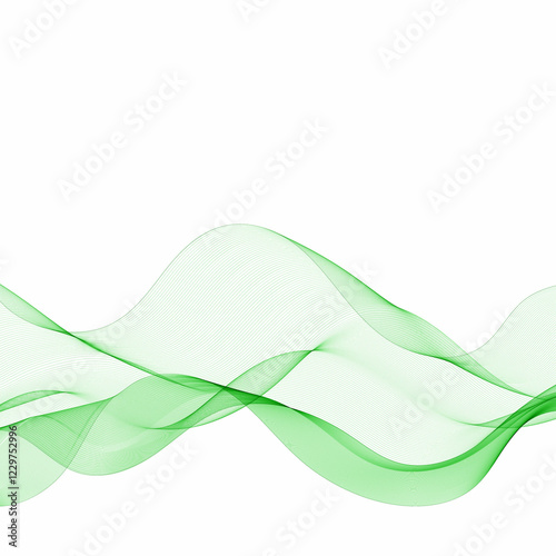 Abstract green wavy lines. Colorful vector background. smoke transparent green wave. Eps 10