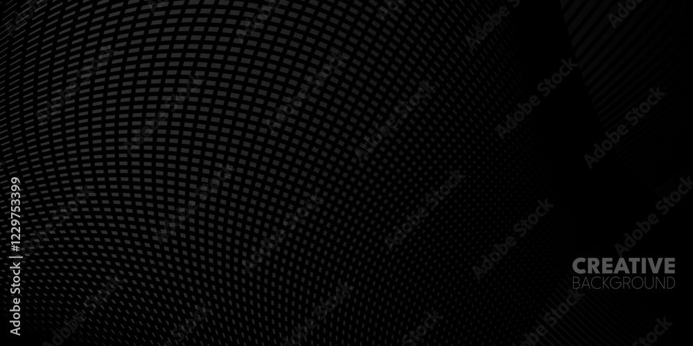 A dark image of a curved grid pattern. Dark metallic mesh texture with industrial pattern A dark image of a curved grid pattern. Dark metallic mesh texture with industrial pattern