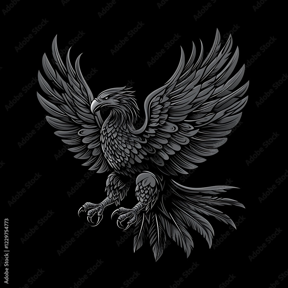 Fototapeta premium Graphic eagle in flight, stylized design, suitable for logo or poster