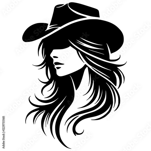 Silhouette of female cowboy