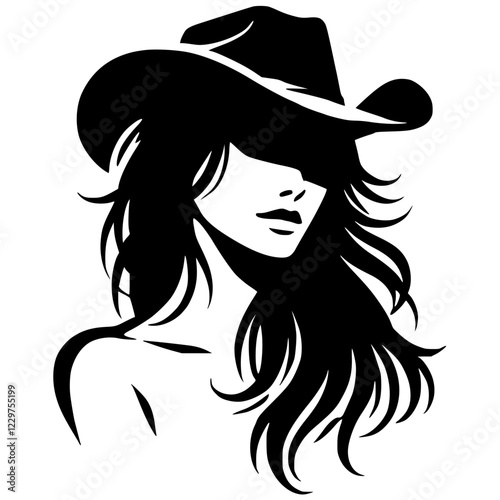 Silhouette of female cowboy