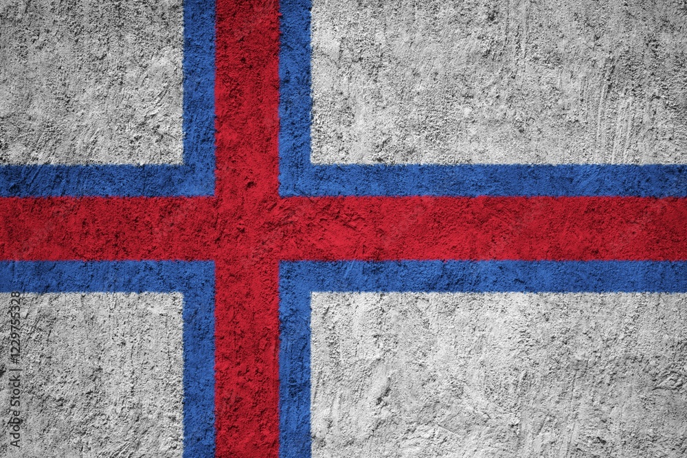 Fototapeta premium Faroe Islands Flag painted on the cracked grunge concrete wall