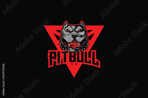 pitbull dog with cross barbell vector image logo template