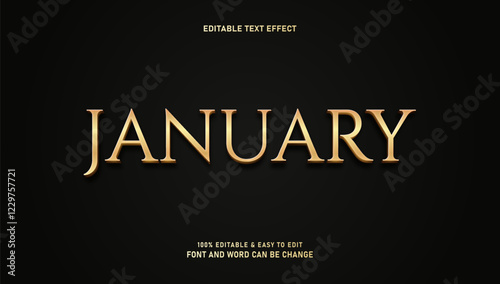 January text effect with editable gold style