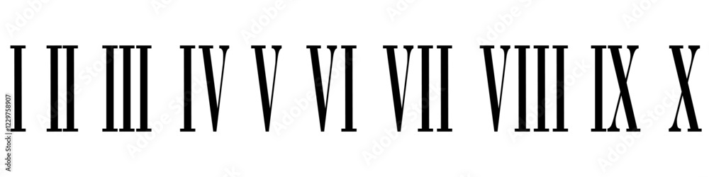 Roman numerals icon vector set. Dial illustration sign collection. Numbers symbol or logo. Roman numerals icon vector set. Dial illustration sign collection. Numbers symbol or logo.