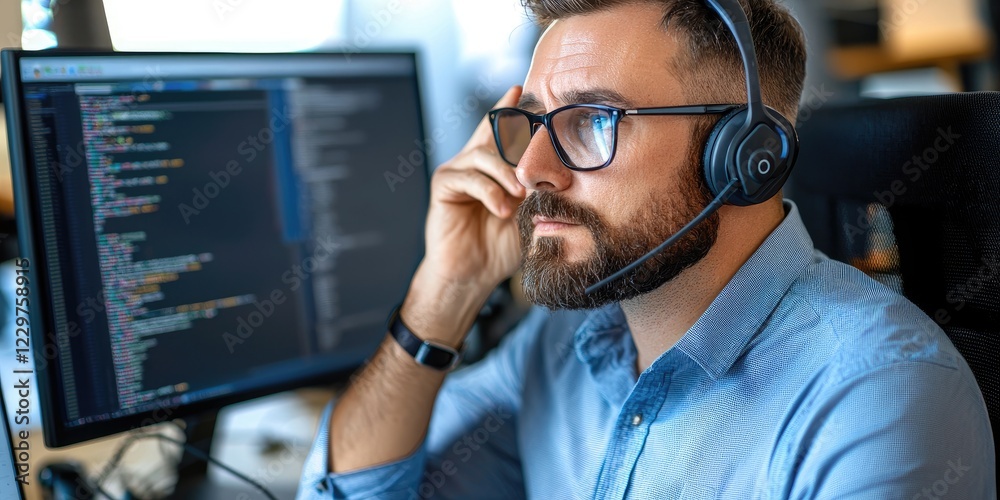 IT support expert inspecting network cables and devices in an office environment, highlighting security measures with a neutral background IT support expert inspecting network cables and devices in an office environment, highlighting security measures with a neutral background