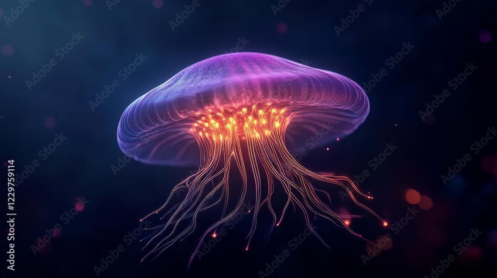 Fototapeta premium Futuristic AI concept art photography in deep blue and violet