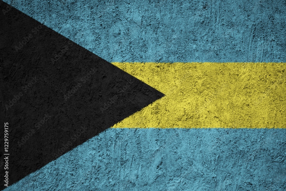 Bahamas flag painted on the cracked grunge concrete wall Bahamas flag painted on the cracked grunge concrete wall