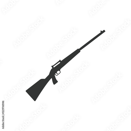 A long gun Silhouette vector art design. weapon icon logo illustration. Long barrel gun symbol. Silhouette of hand gun icon isolated on white background. vector logo.